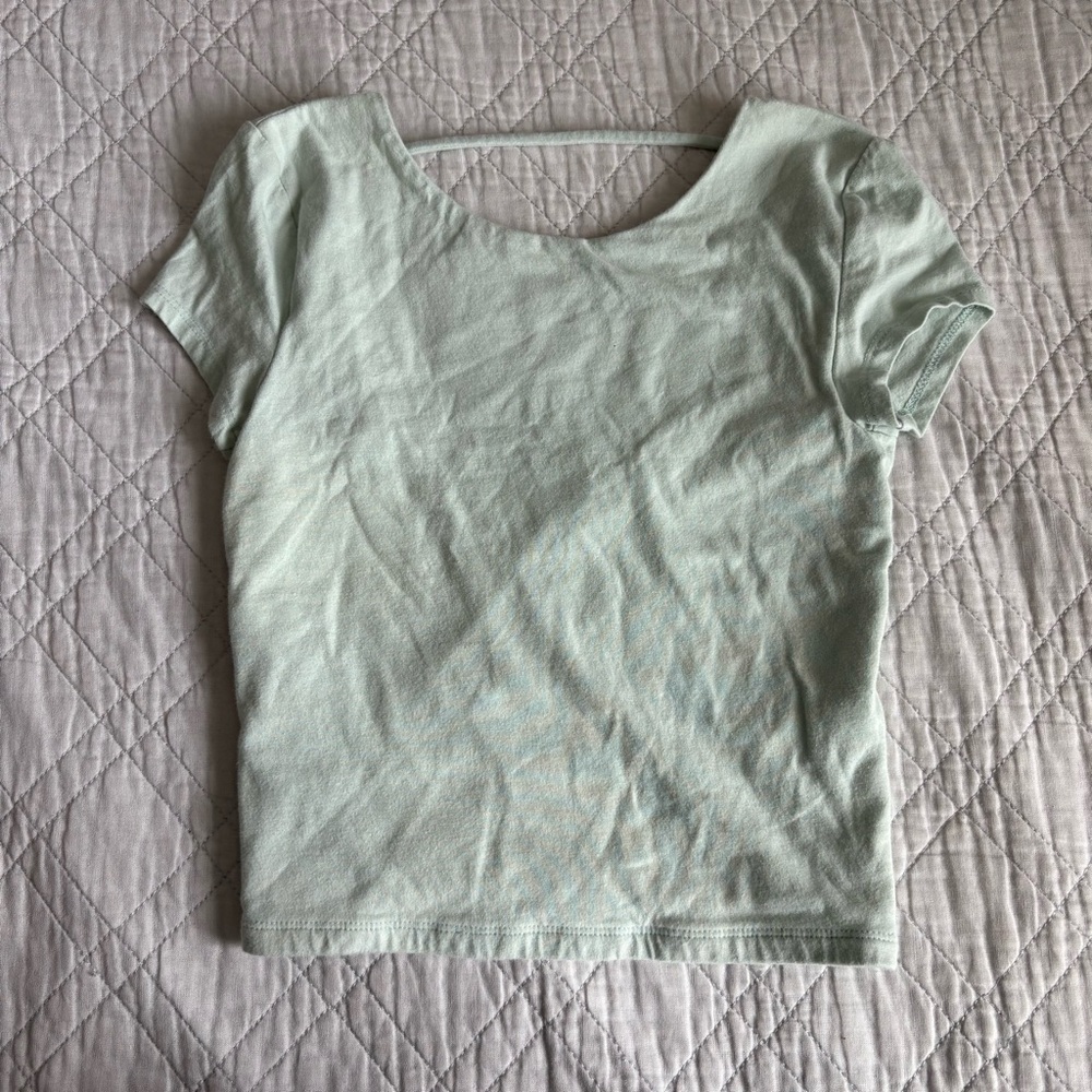 Aeropostale Scoop Neck Tee in Mint Open Back